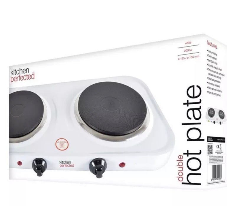 Double Electric Hot Plate - Kitchen Perfected E4202WH