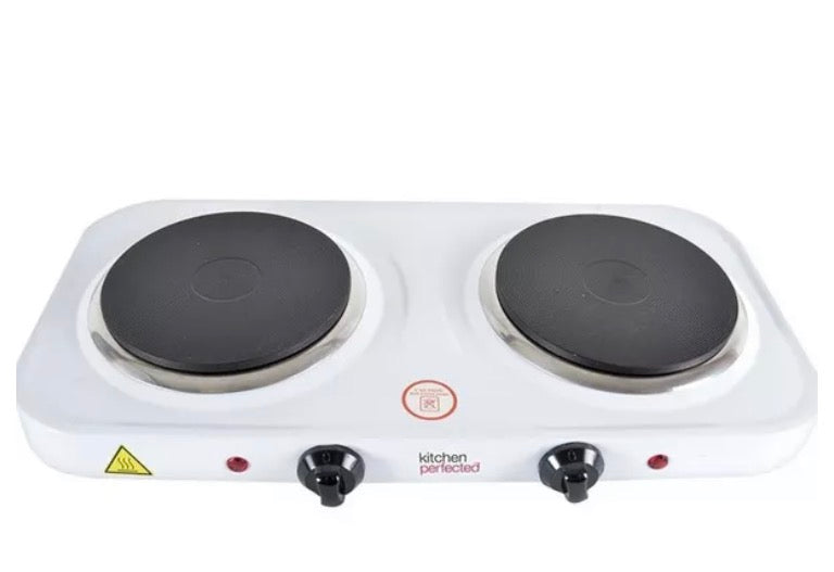 Double Electric Hot Plate - Kitchen Perfected E4202WH