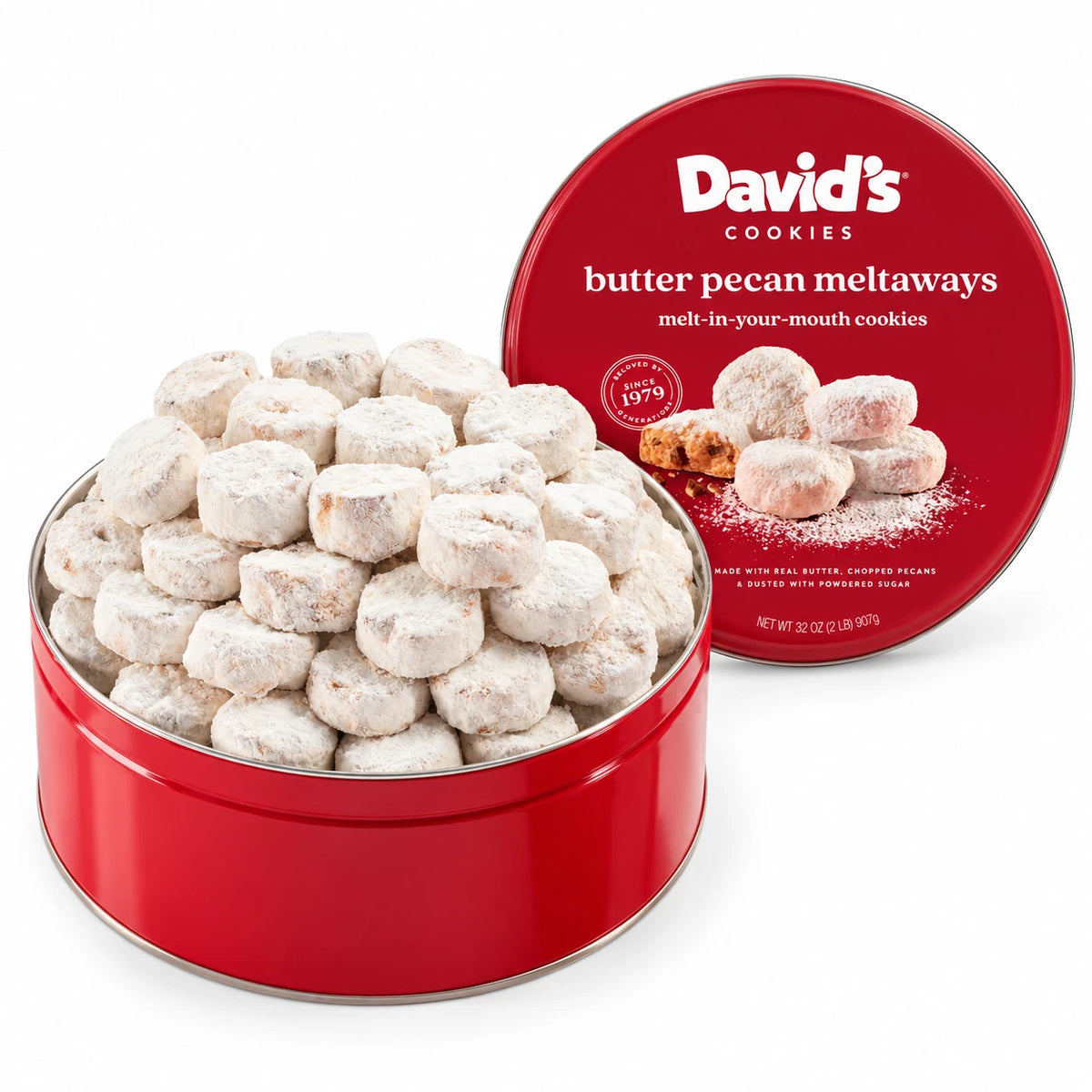 David's Cookies Meltaways Butter Pecan 907g Tin - Picture 1 of 7
