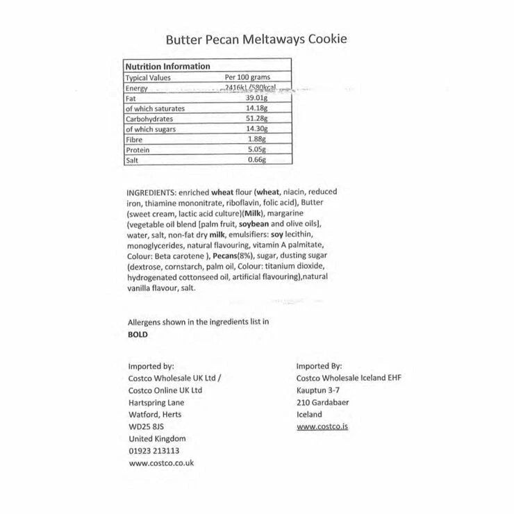 David's Cookies Meltaways Butter Pecan 907g Tin - Picture 7 of 7