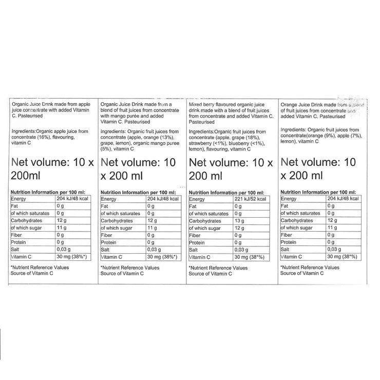 Kirkland Signature Fruit Juice Organic 100% Variety Pack 40 x 200ml - Picture 6 of 6