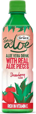 Grace Say Aloe Vera Drink Strawberry Flavour 500ml (Pack of 12)