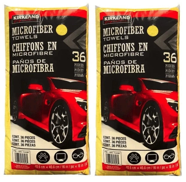 Kirkland Yellow Microfiber Towels Ultra Plush Signature 36 Cloths (2 Pack)