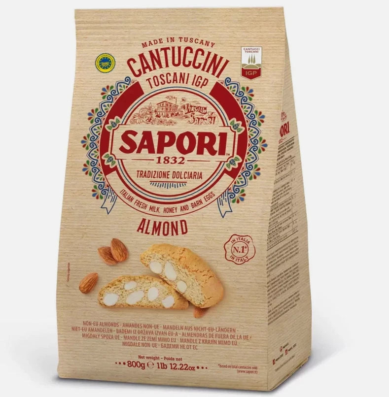 Sapori Cantuccini Almond Biscuit Toscani IGP Italian Baked Crisp Pack 2 x 800g