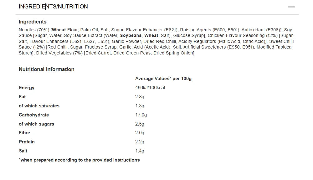 Blue Dragon Sweet Chilli Chicken Flavour Noodle Wok 76g Pack of 6