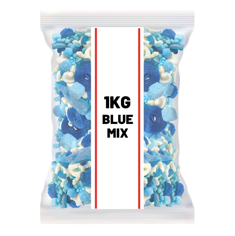 Blue Mix Sweets, Chewy, Fizzy and Sour Variety Jelly, 1kg