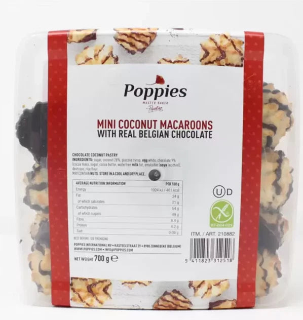Poppies Mini Coconut Macaroons with Real Belgian Chocolate, 700g