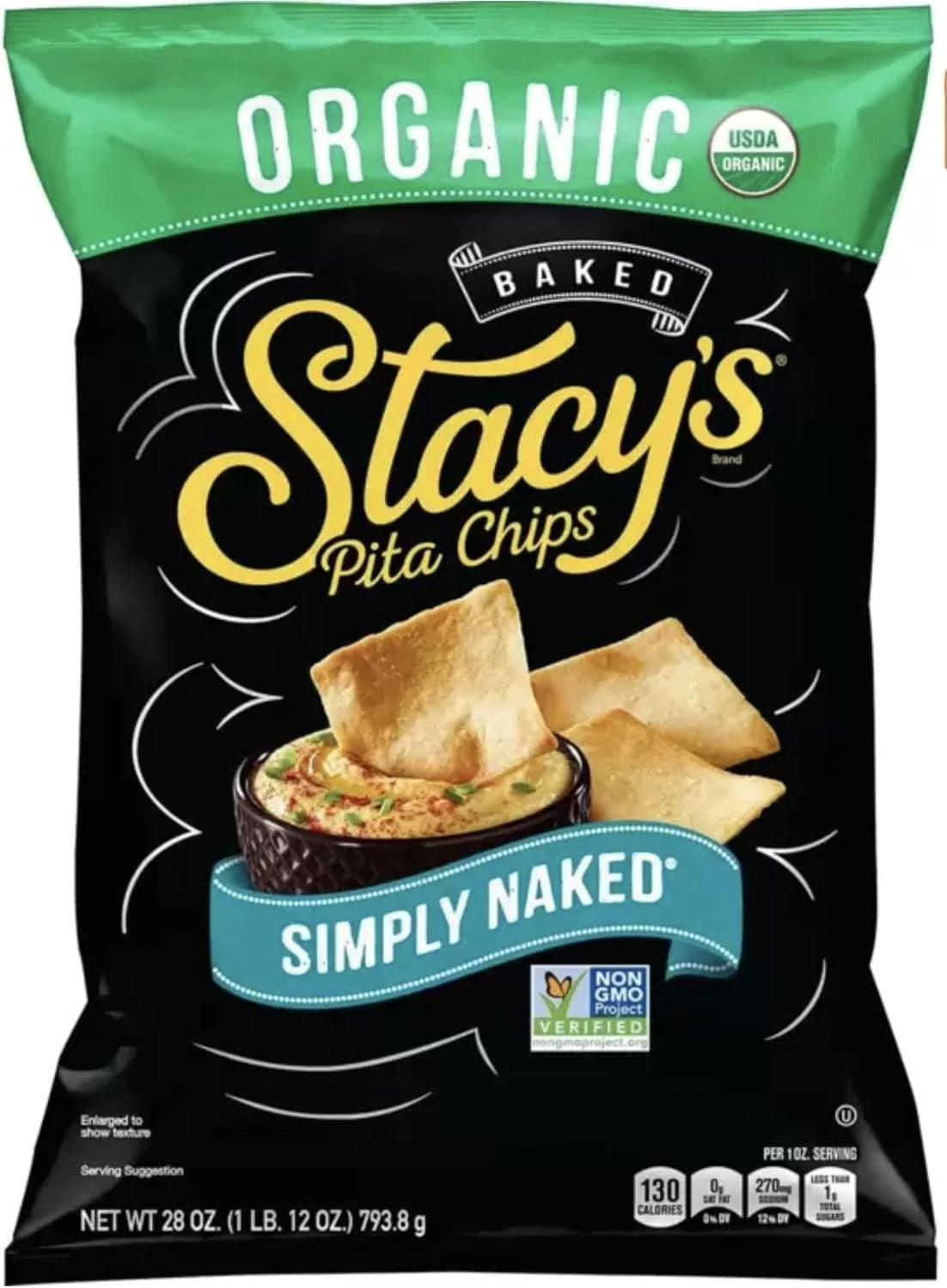 Stacy's Simply Naked Organic Real Pita Chips Snack with Sea Salt Crisp Pack 623g