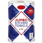 Bestin Jumbo Kitchen Towels, 2-Ply, 180 Sheets per Roll, 6 Roll Multi-Pack