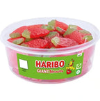 HARIBO Giant Strawbs Strawberry Flavour Chewy Jelly Sweets Tub 825g