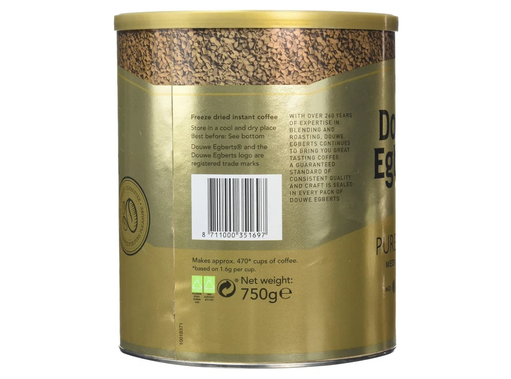 Douwe Egberts Pure Gold Coffee Tin Instant Medium 750g