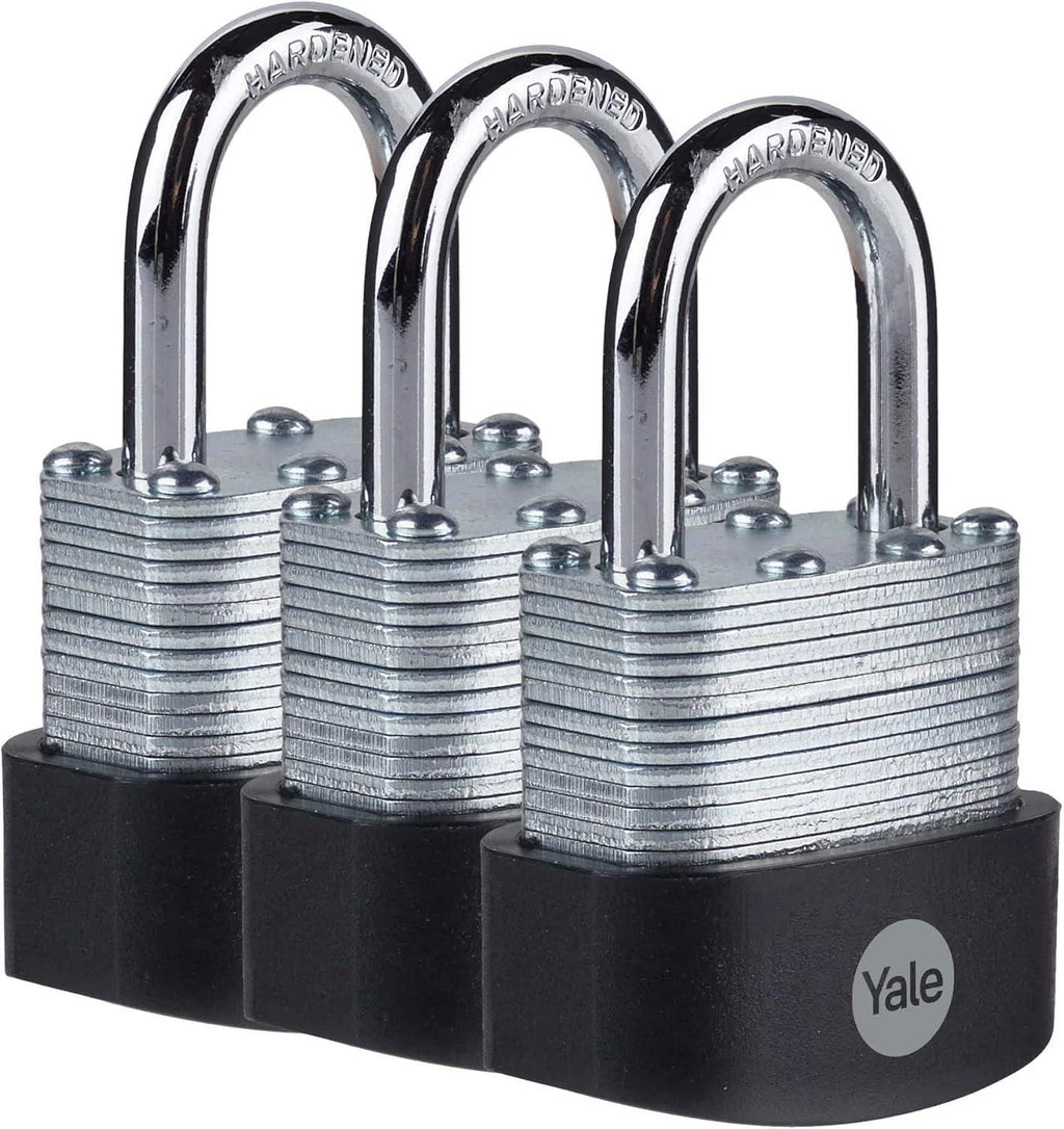 Yale High Security 40mm Laminated Steel Padlock, Pack of 3 - 3 Keys