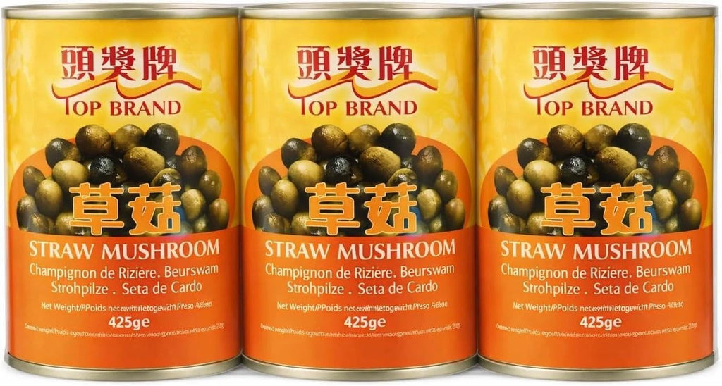 Top Canned Straw Mushroom Whole 425g x 3, for Soup Stir Fries and Fried Rice