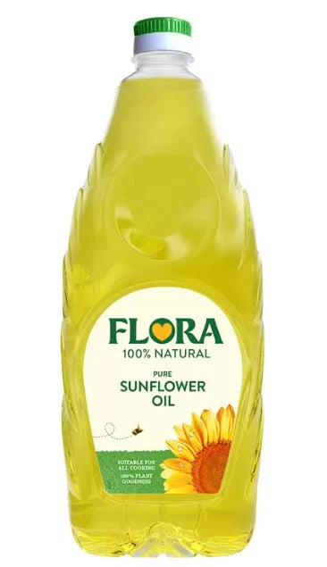 Flora Sunflower Oil Pure Natural Frying Cooking Roasting Dressing Salad Pack2x2L