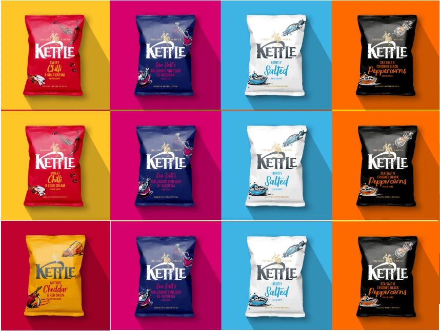 Kettle Potato Chips 12 Pack Box 80g per Pack Sea Salt & Black Pepper, Mature Ch