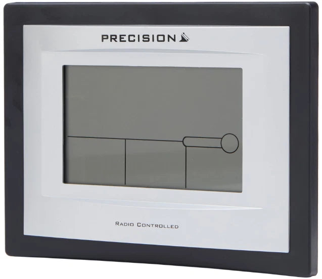 PRECISION Silver LCD Radio Controlled Alarm Clock, Black AP046