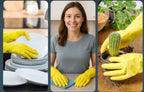 Bestin Rubber Gloves with Cotton Flock Lining Non Slip Grip - Medium Pack of 6