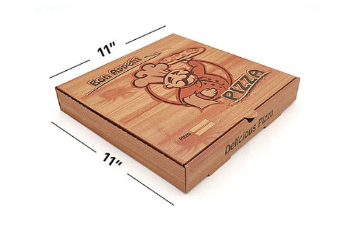 11" Brown Premium Quality PIZZA BOX Take Away Fast Food Printed Pack of 90