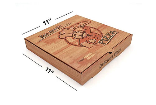 11" Brown Premium Quality PIZZA BOX Take Away Fast Food Printed Pack of 90