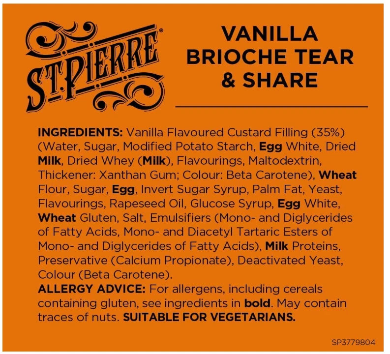 St Pierre Vanilla Brioche Tear & Share 500g
