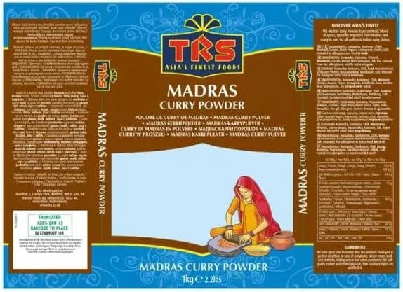 TRS Madras Curry Powder, Traditional Indian Spice Blend, Mild-Heat, 1kg