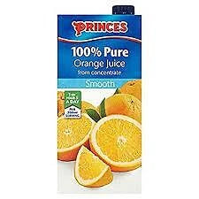 Princes Orange Juice From Concentrate 100% Pure Juice Carton Pack 12 x 1 Litre
