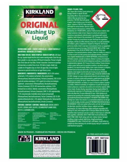 Kirkland Signature Washing Up Liquid for Sparkling Clean 6 x 1L