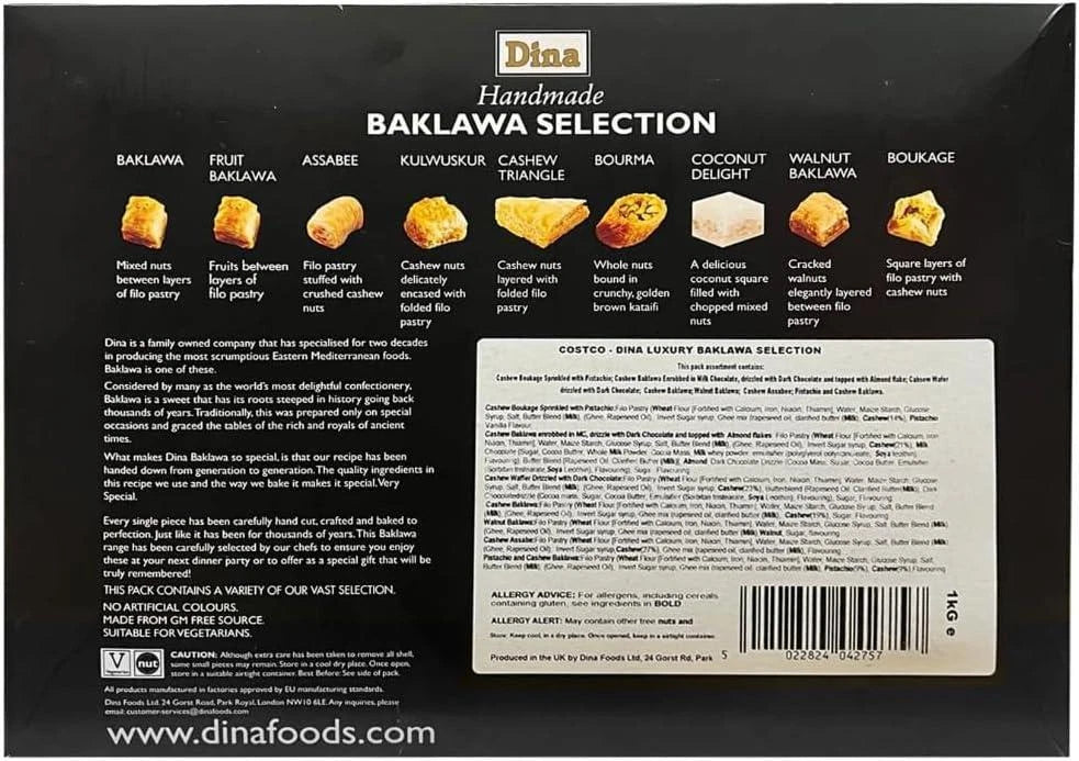 Dina Baklawa Pastry Selection Sweets Cashew Pistachio Nuts Chocolate Baklava 1kg