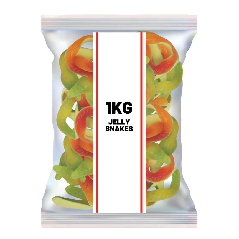 Jelly Snake, Fruit Flavoured, Bulk Bag, 1kg, Perfect for Parties and Sharing