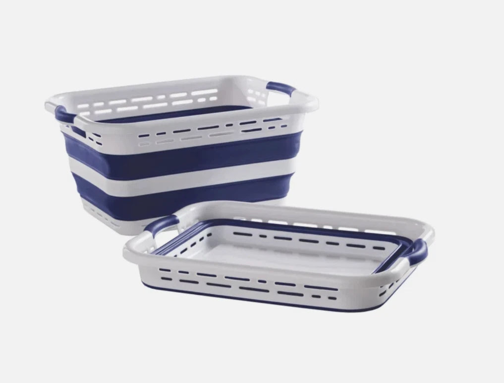 Pop & Load Collapsible Laundry Basket Blue / Grey Colour May Vary