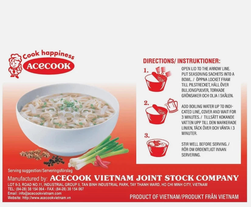 Oh! Ricey Pho Noodles Beef Flavour Vegetarian Quick Easy Meal Bowl Pack 12 x 71g