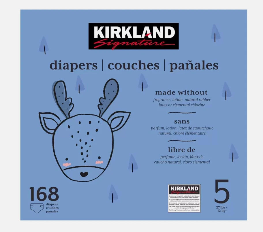 Kirkland Signature Baby Diapers Size 5 Nappy 12+kg Breathable Pack 168 Nappies