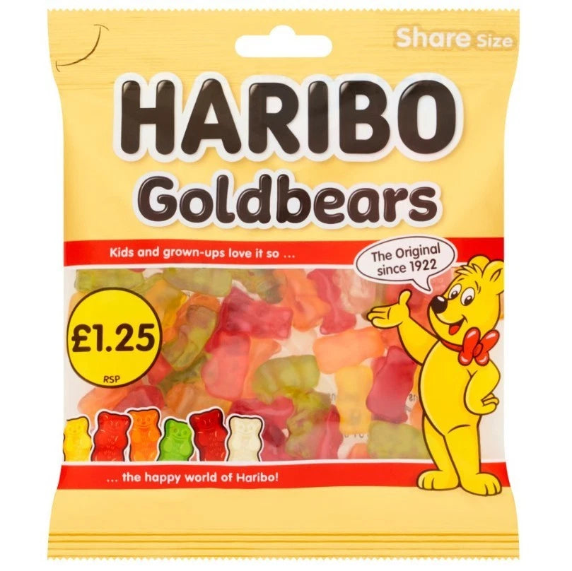 Haribo Share Bags 140g Fruity Fizzy Gummy Jelly Sweets Assorted Flavours 12 Pack