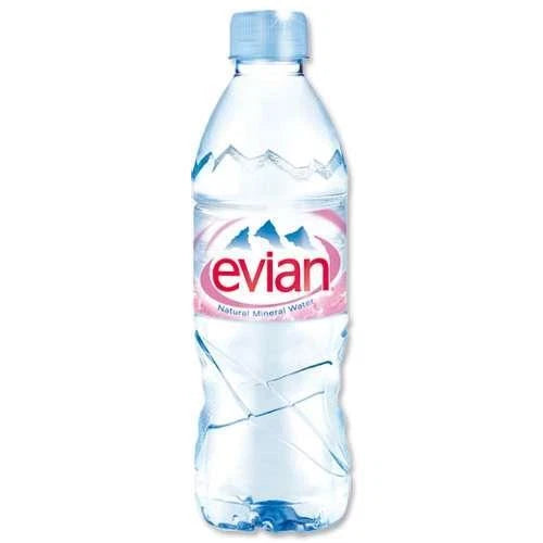 Evian Still Water Bottle Mineral Natural Drinking Water Screw Cap 24 x 500ml
