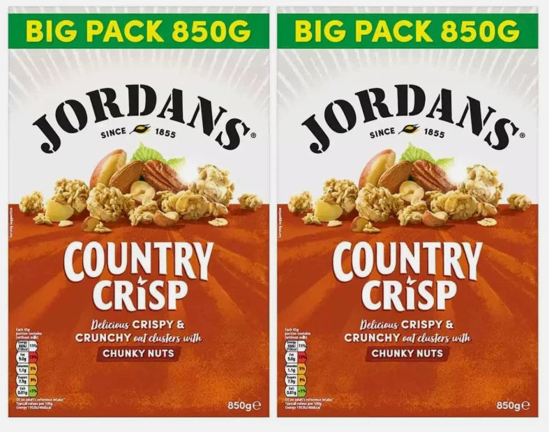 Jordans Country Crisp Chunky Nuts Oat Clusters Wholegrain Cereal Pack of 2x 850g