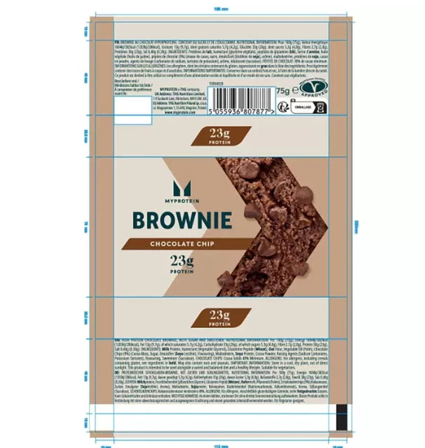 My Protein Brownie Chocolate Chip Sweet Cocoa Chunks Baked Snack Bar Pack 12x75g