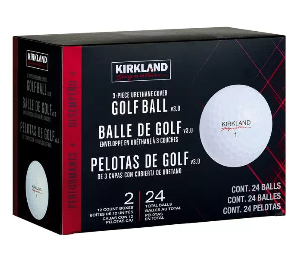 Kirkland Signature 3-Piece Urethane Cover White Golf Balls - 24 Pack