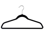 50 x Adult Coat Hangers Clothes Flocked Non-Slip Velvet Grip Space Saving Black