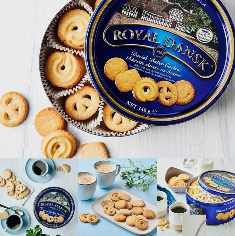 Royal Dansk Danish Butter Cookies, 100% Pure Butter Biscuit Tin, 340g Pack of 2