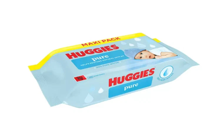 Huggies Pure Plastic Free Baby Wipes 99% Pure Water 12 X 60 Wipes - 720 Wipes