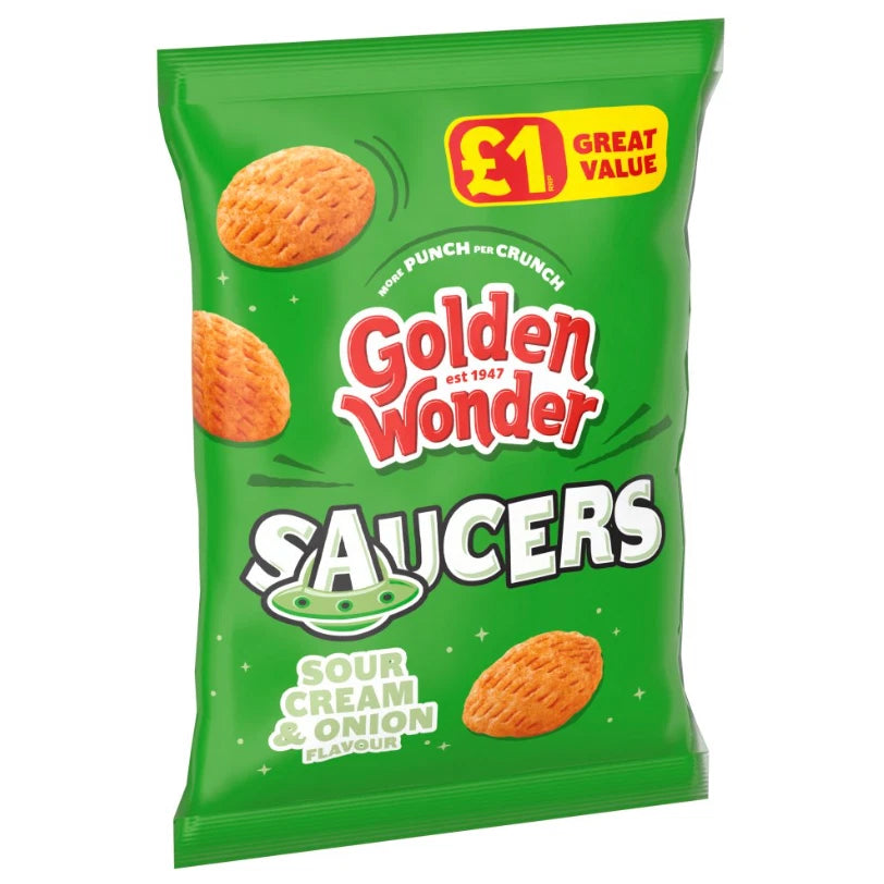 Golden Wonder Saucers Sour Cream & Onion Flavour 40g Pack of 18