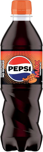 Pepsi Max Tropical 500ml Bottle No Sugar Soft Drink Refreshing Cola Bottle 12