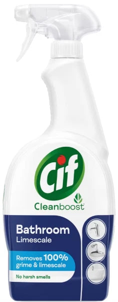 3x700ml Cif Cleanboost Bathroom Spray Removes Limescale w/ 100% Streakfree Shine