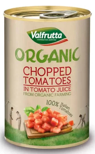 Valfrutta Organic Chopped 100% Italian Tinned Tomatoes 400g - 12 Tin Pack