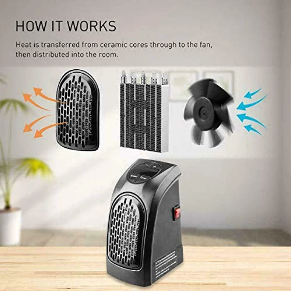 Electric Heater Plug In To Wall Socket - 400w Portable Heating