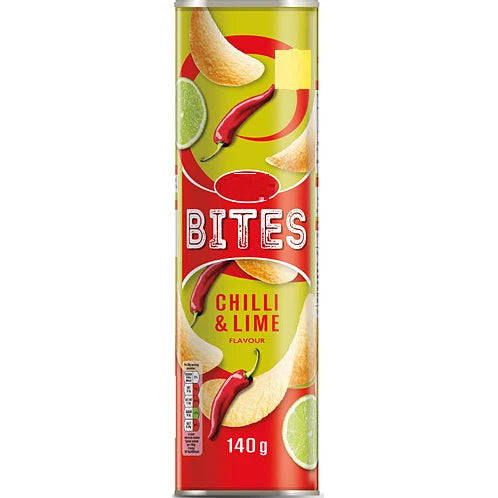 Bestin Bites Chilli & Lime Flavour Crisp Snack 140g Pack of 12 Tubes