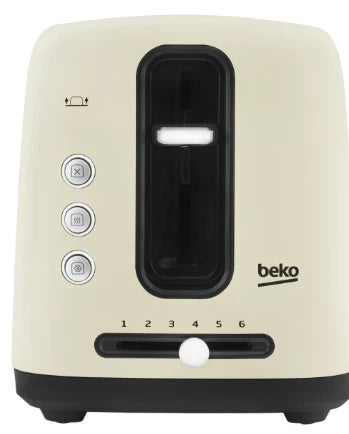 Beko TAM7201 Traditional 2 Slot Toaster In Cream