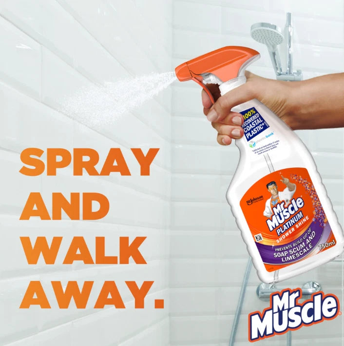 Mr Muscle Platinum Shower Shine Spray 750ML x 6