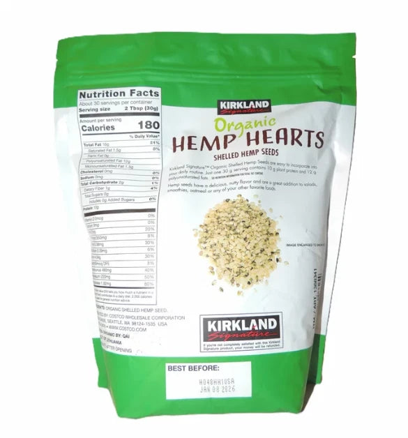 Kirkland Signature Organic Hemp Hearts Shelled Seeds Gluten Free USDA Pack 907g