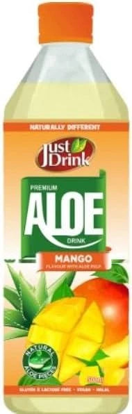 Just Drink Aloe Vera Drink, Mango Flavour with Aloe Pulp, 500ml, Pack of 12